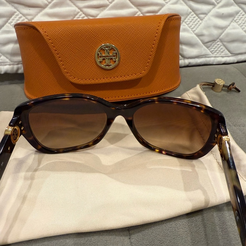 Tory Burch Tortoise Sunglasses with Orange Case